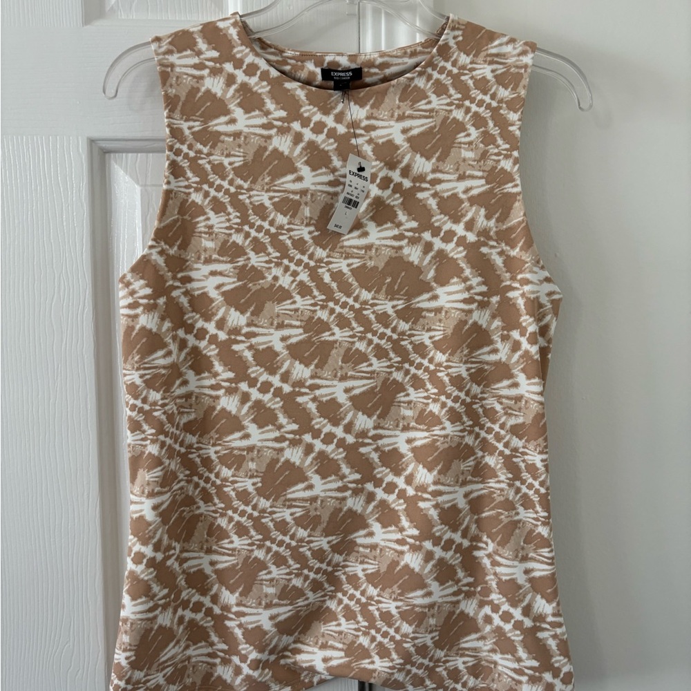 Express Tan and White Sleeveless Top
